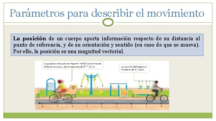 Parámetros para describir el movimiento La posición de un cuerpo aporta información respecto de