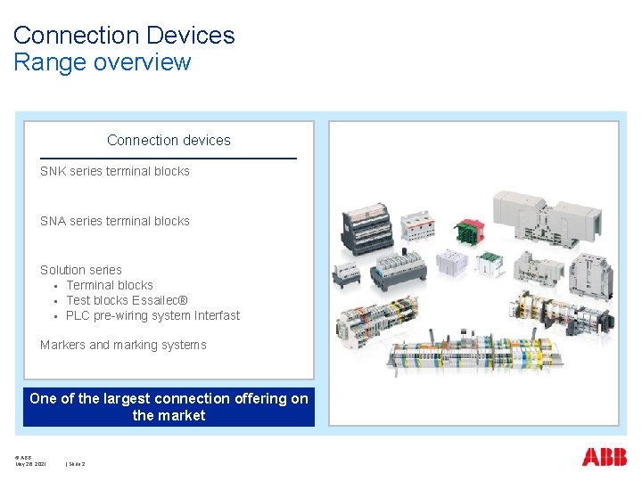 Connection Devices Range overview Connection devices SNK series terminal blocks SNA series terminal blocks Connection Devices Range overview Connection devices SNK series terminal blocks SNA series terminal blocks