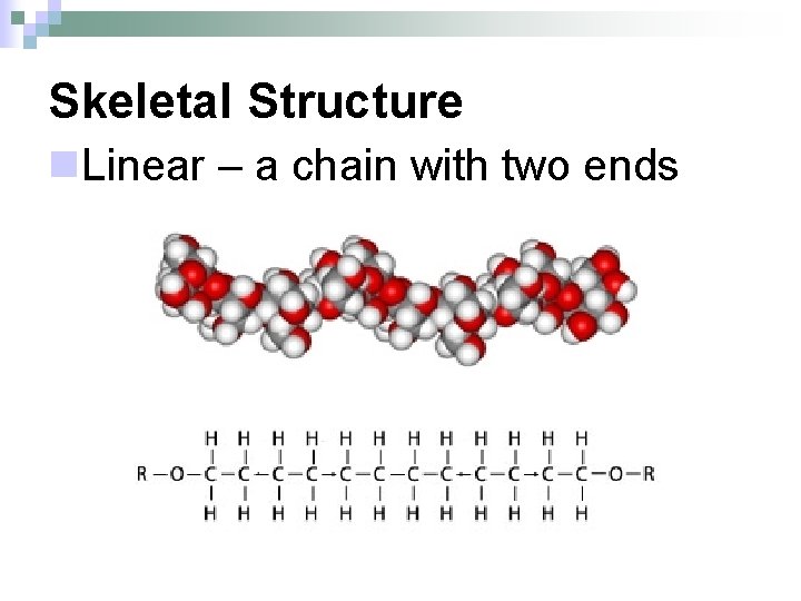 Skeletal Structure n. Linear – a chain with two ends 