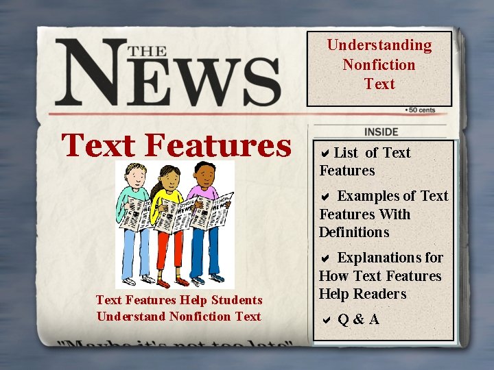 Understanding Nonfiction Text Features List of Text Features Examples of Text Features With Definitions