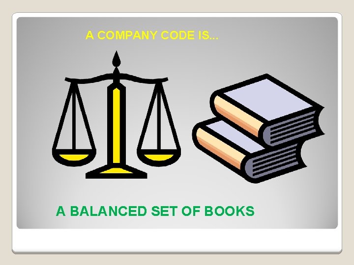 A COMPANY CODE IS. . . A BALANCED SET OF BOOKS 