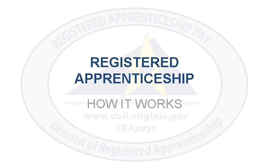 REGISTERED APPRENTICESHIP HOW IT WORKS 