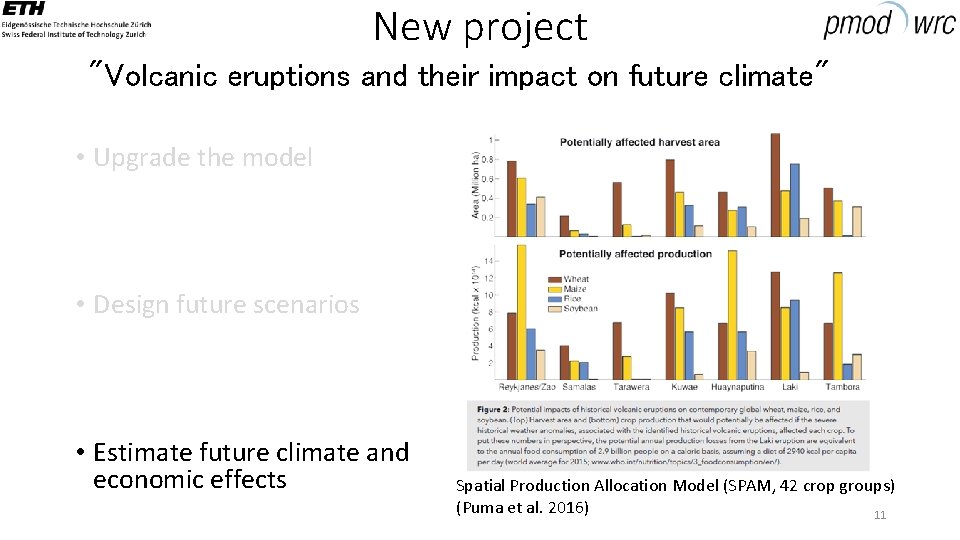 New project "Volcanic eruptions and their impact on future climate" • Upgrade the model