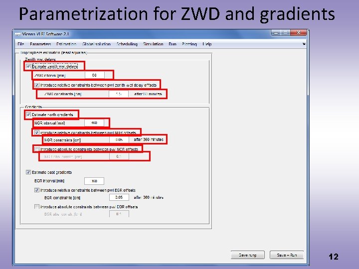 Parametrization for ZWD and gradients 12 