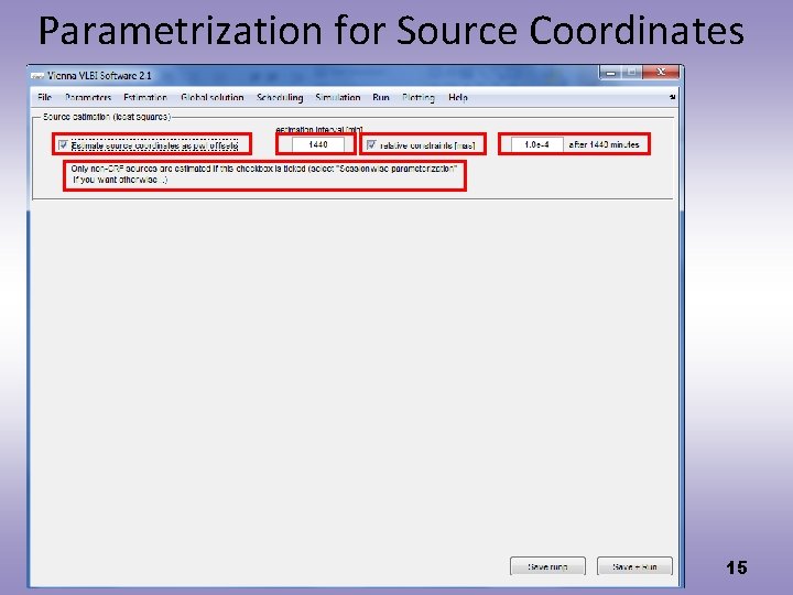 Parametrization for Source Coordinates 15 