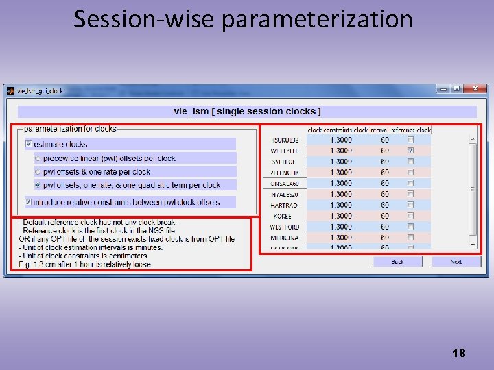Session-wise parameterization 18 