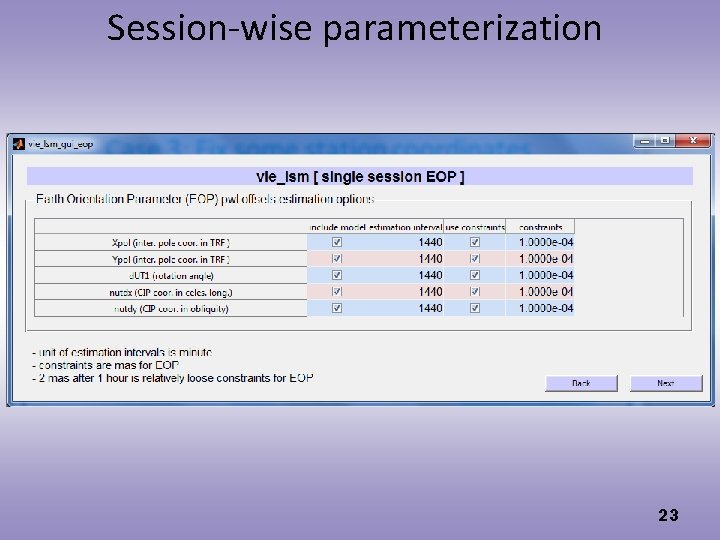 Session-wise parameterization 23 