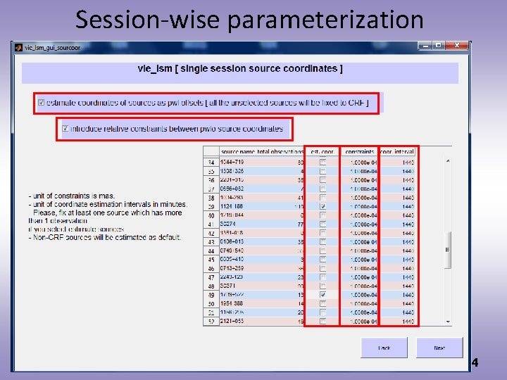Session-wise parameterization 24 