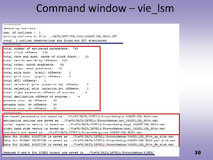 Command window – vie_lsm 30 