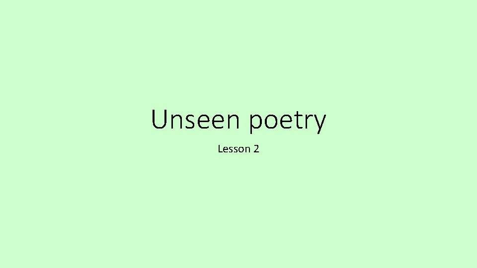 Unseen poetry Lesson 2 