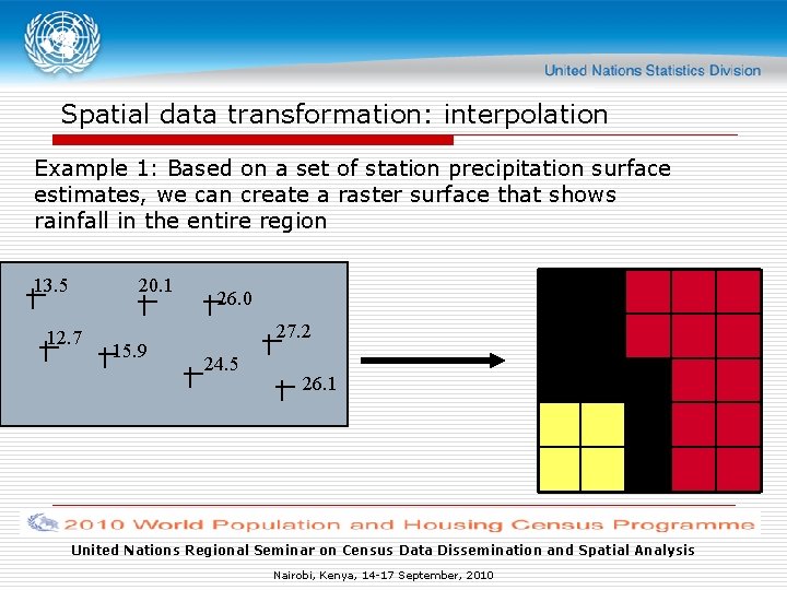 Spatial data transformation: interpolation Example 1: Based on a set of station precipitation surface