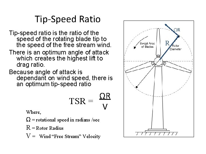 Tip-Speed Ratio Tip-speed ratio is the ratio of the speed of the rotating blade
