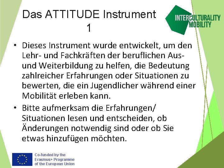 Das ATTITUDE Instrument 1 • Dieses Instrument wurde entwickelt, um den Lehr- und Fachkräften