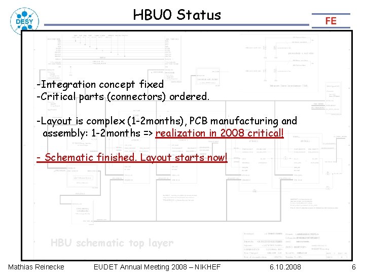 HBU 0 Status -Integration concept fixed -Critical parts (connectors) ordered. -Layout is complex (1