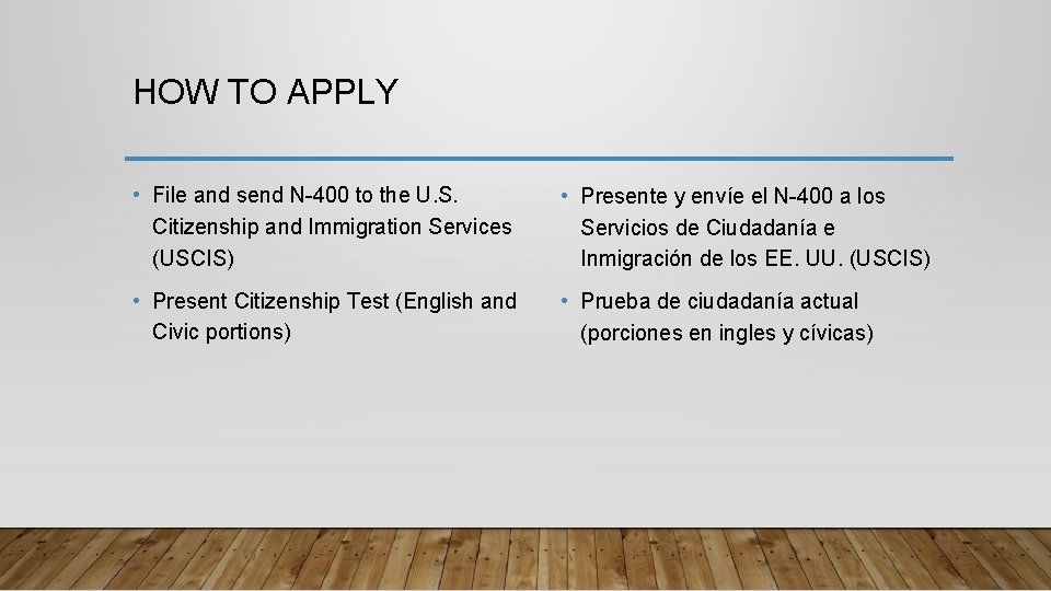 HOW TO APPLY • File and send N-400 to the U. S. Citizenship and