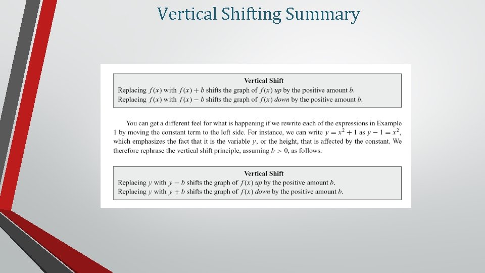 Vertical Shifting Summary 