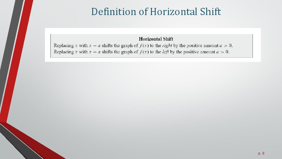 Definition of Horizontal Shift p. 8 