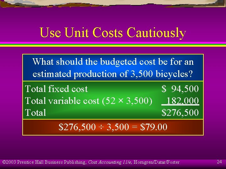Use Unit Costs Cautiously What should the budgeted cost be for an estimated production