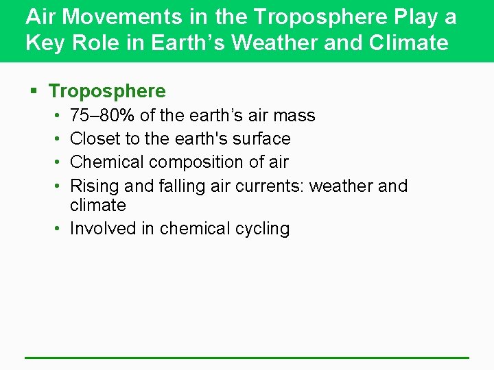 Air Movements in the Troposphere Play a Key Role in Earth’s Weather and Climate