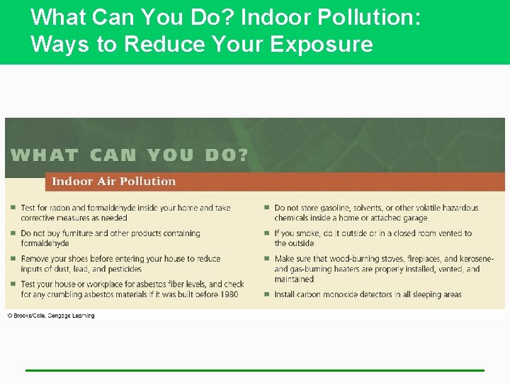 What Can You Do? Indoor Pollution: Ways to Reduce Your Exposure 