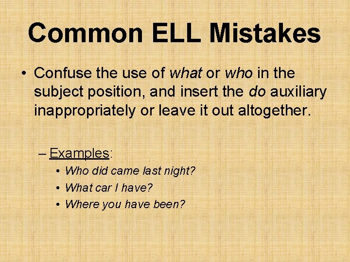 Chapter 8 Basic Sentence Patterns and Major Variations