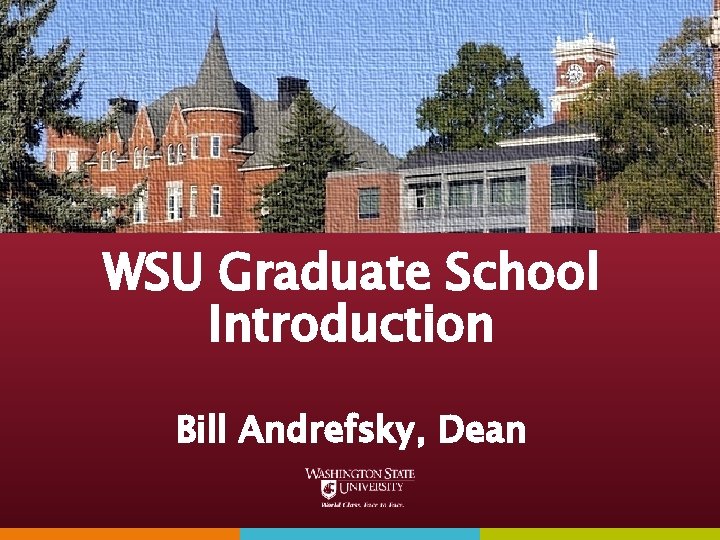 WSU Graduate School Introduction Bill Andrefsky, Dean 