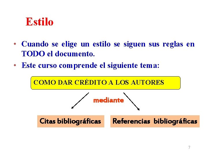 Estilo • Cuando se elige un estilo se siguen sus reglas en TODO el