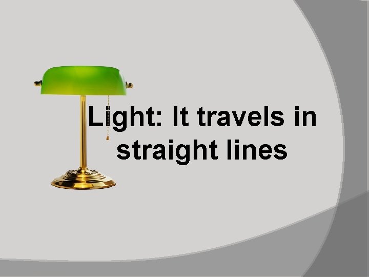 Light: It travels in straight lines 16 th September 2010 