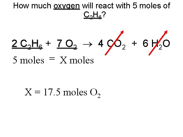 How much oxygen will react with 5 moles of C 2 H 6? 2