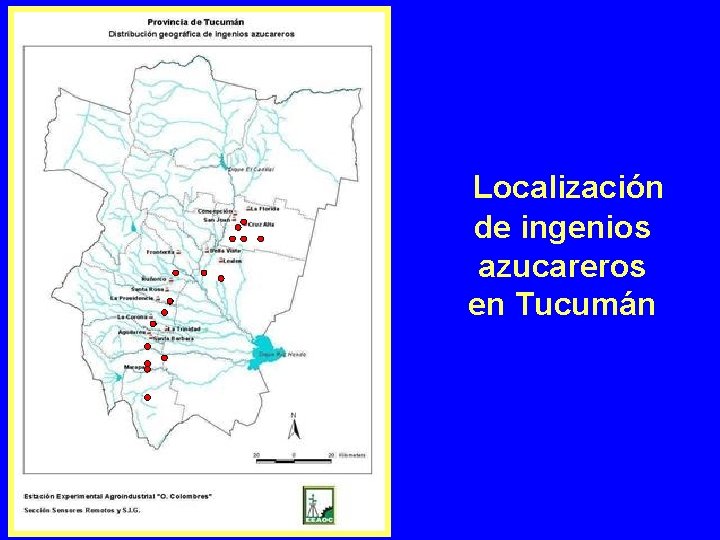 Localización de ingenios azucareros en Tucumán 