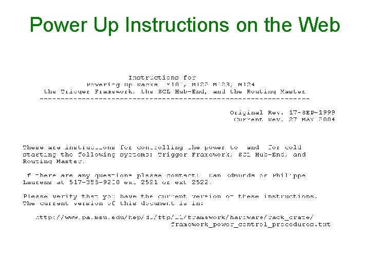 Power Up Instructions on the Web 