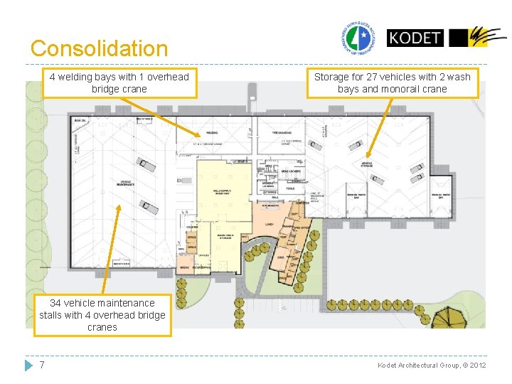 Consolidation 4 welding bays with 1 overhead bridge crane Storage for 27 vehicles with Consolidation 4 welding bays with 1 overhead bridge crane Storage for 27 vehicles with