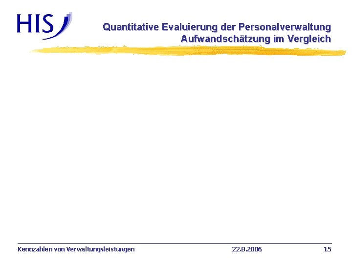 Quantitative Evaluierung der Personalverwaltung Aufwandschätzung im Vergleich Kennzahlen von Verwaltungsleistungen 22. 8. 2006 15
