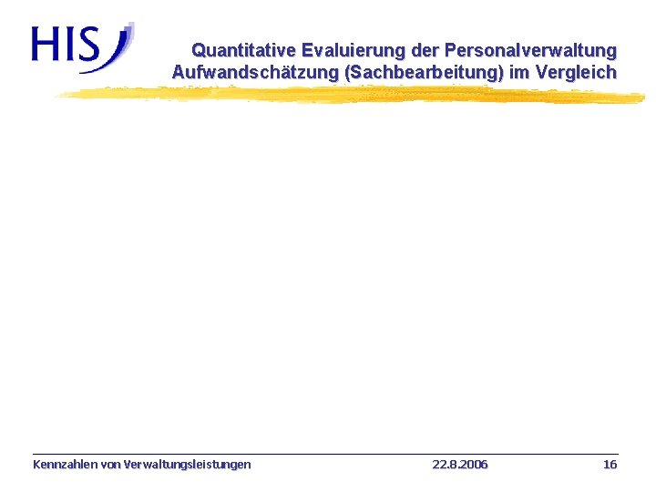 Quantitative Evaluierung der Personalverwaltung Aufwandschätzung (Sachbearbeitung) im Vergleich Kennzahlen von Verwaltungsleistungen 22. 8. 2006