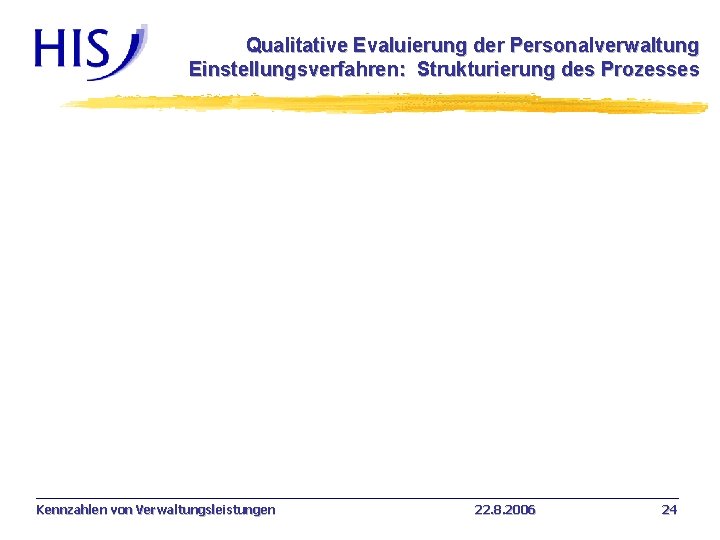 Qualitative Evaluierung der Personalverwaltung Einstellungsverfahren: Strukturierung des Prozesses Kennzahlen von Verwaltungsleistungen 22. 8. 2006