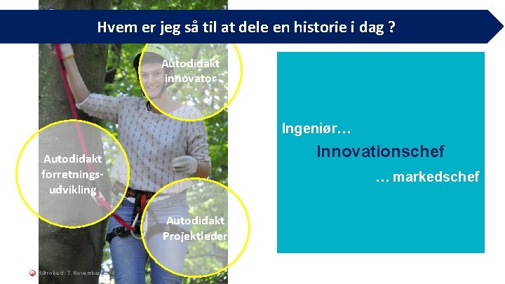 Hvem er jeg så til at dele en historie i dag ? Autodidakt innovator