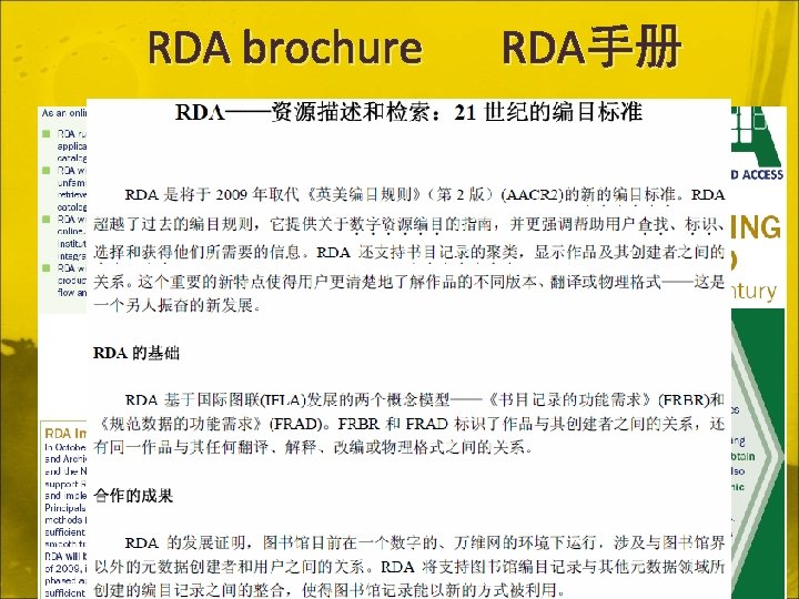 RDA brochure RDA手册 