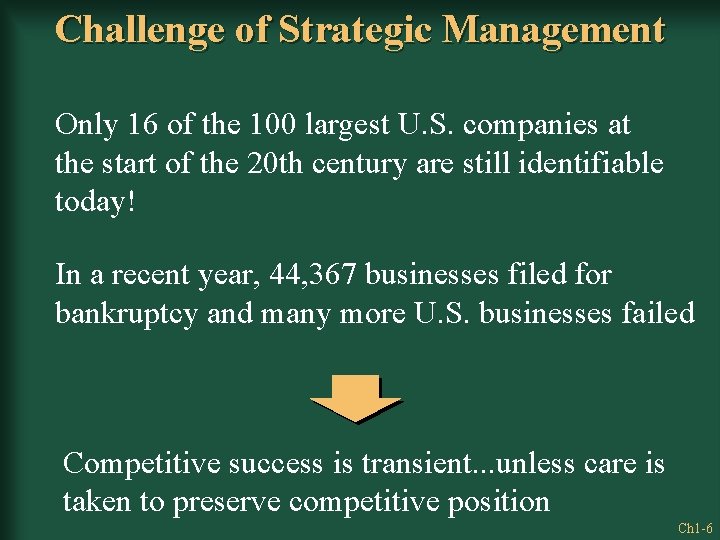 Challenge of Strategic Management Only 16 of the 100 largest U. S. companies at