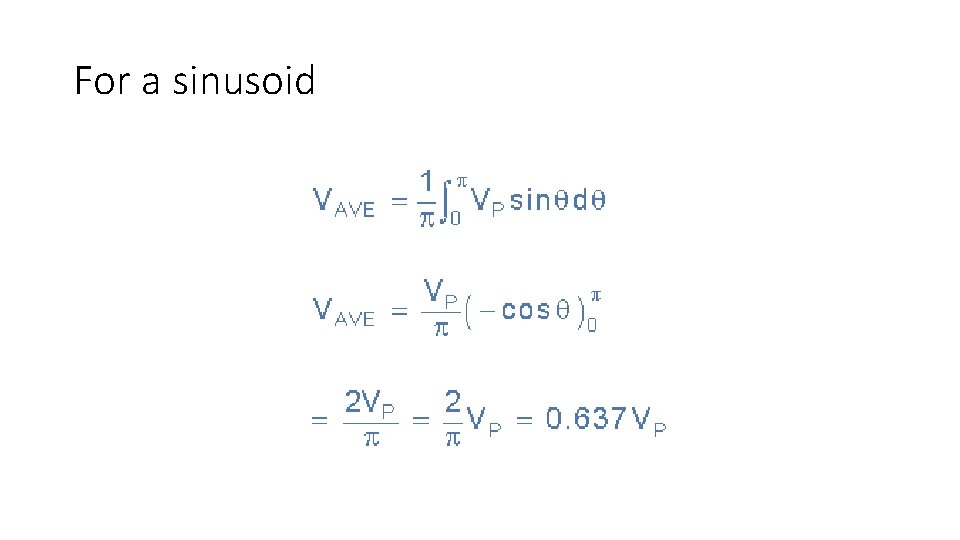 For a sinusoid 