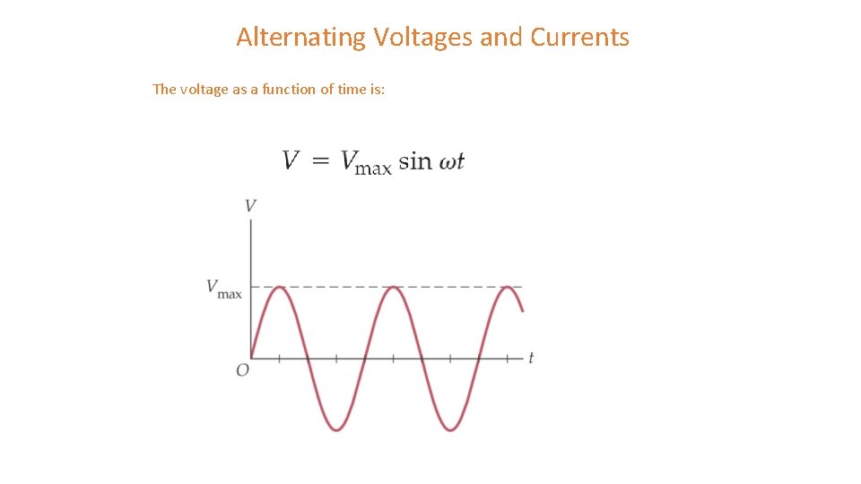 Alternating Voltages and Currents The voltage as a function of time is: 