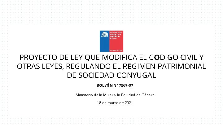 PROYECTO DE LEY QUE MODIFICA EL CODIGO CIVIL Y OTRAS LEYES, REGULANDO EL REGIMEN