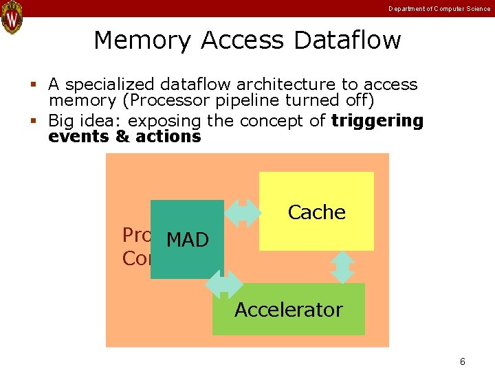 Department of Computer Science Memory Access Dataflow A specialized dataflow architecture to access memory Department of Computer Science Memory Access Dataflow A specialized dataflow architecture to access memory