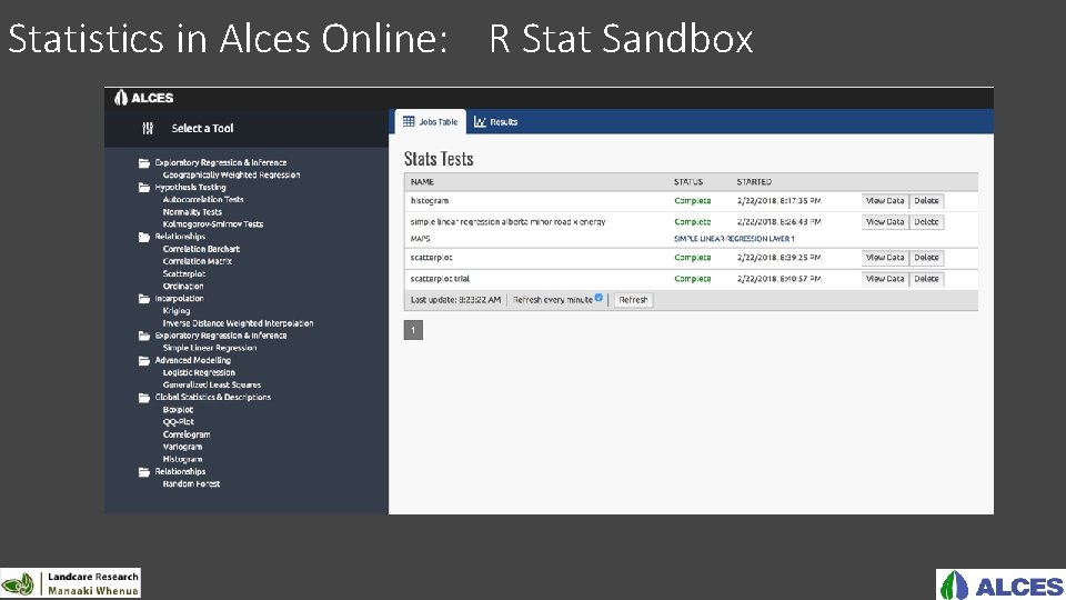 Statistics in Alces Online: R Stat Sandbox 