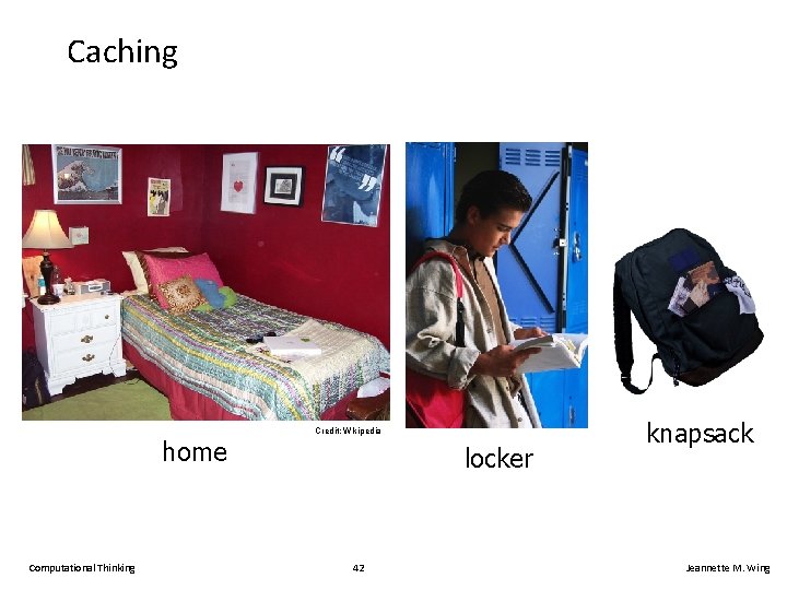 Caching home Computational Thinking Credit; Wikipedia locker 42 knapsack Jeannette M. Wing 