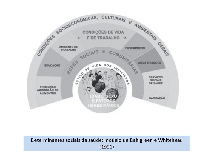 Determinantes sociais da saúde: modelo de Dahlgreen e Whitehead (1991) 