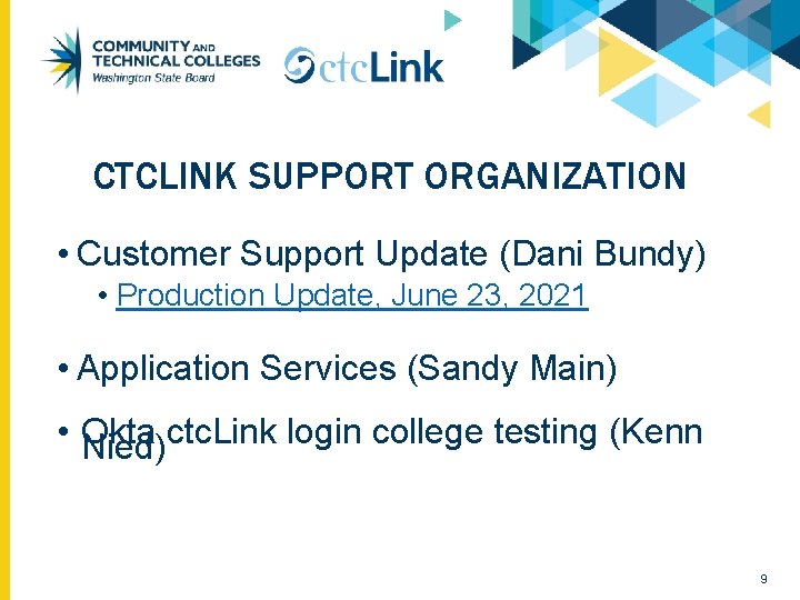 CTCLINK SUPPORT ORGANIZATION • Customer Support Update (Dani Bundy) • Production Update, June 23,