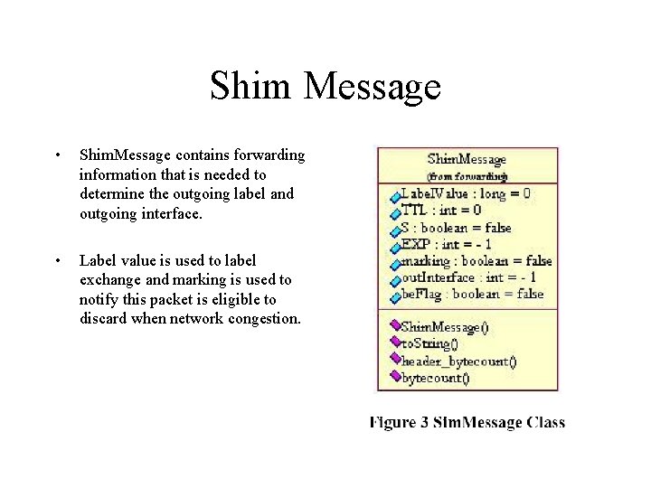 Shim Message • Shim. Message contains forwarding information that is needed to determine the