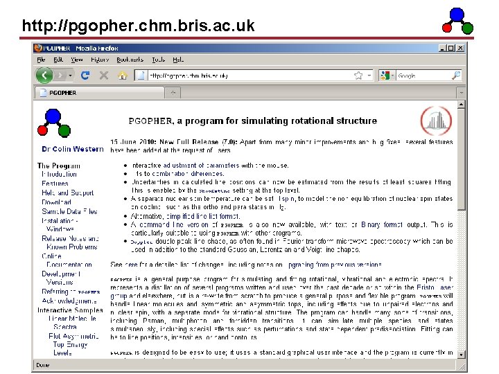 http: //pgopher. chm. bris. ac. uk http: //pgopher. chm. bris. ac. uk