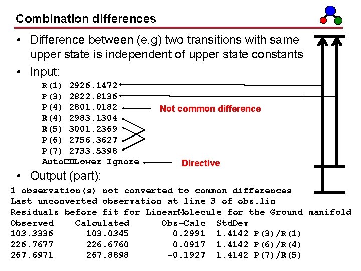 Combination differences • Difference between (e. g) two transitions with same upper state is Combination differences • Difference between (e. g) two transitions with same upper state is