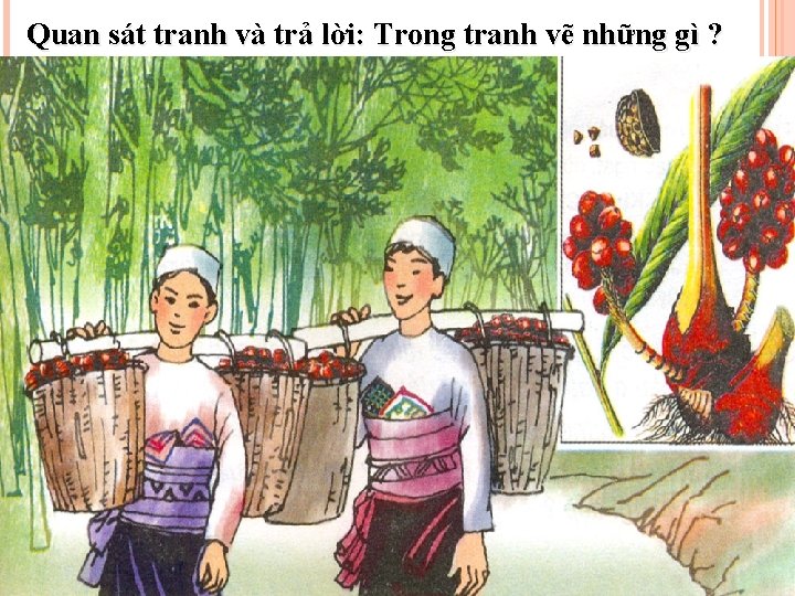 Quan sát tranh và trả lời: Trong tranh vẽ những gì ? 